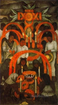 Diego Rivera Painting - la ofrenda sacrificial día de muertos 1924 Diego Rivera